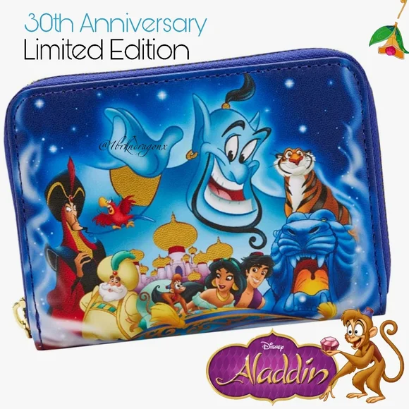 NWT Disney Anniversary Limited Edition Loungefly Backpack & Wallet Set Aladdin - Picture 14 of 16